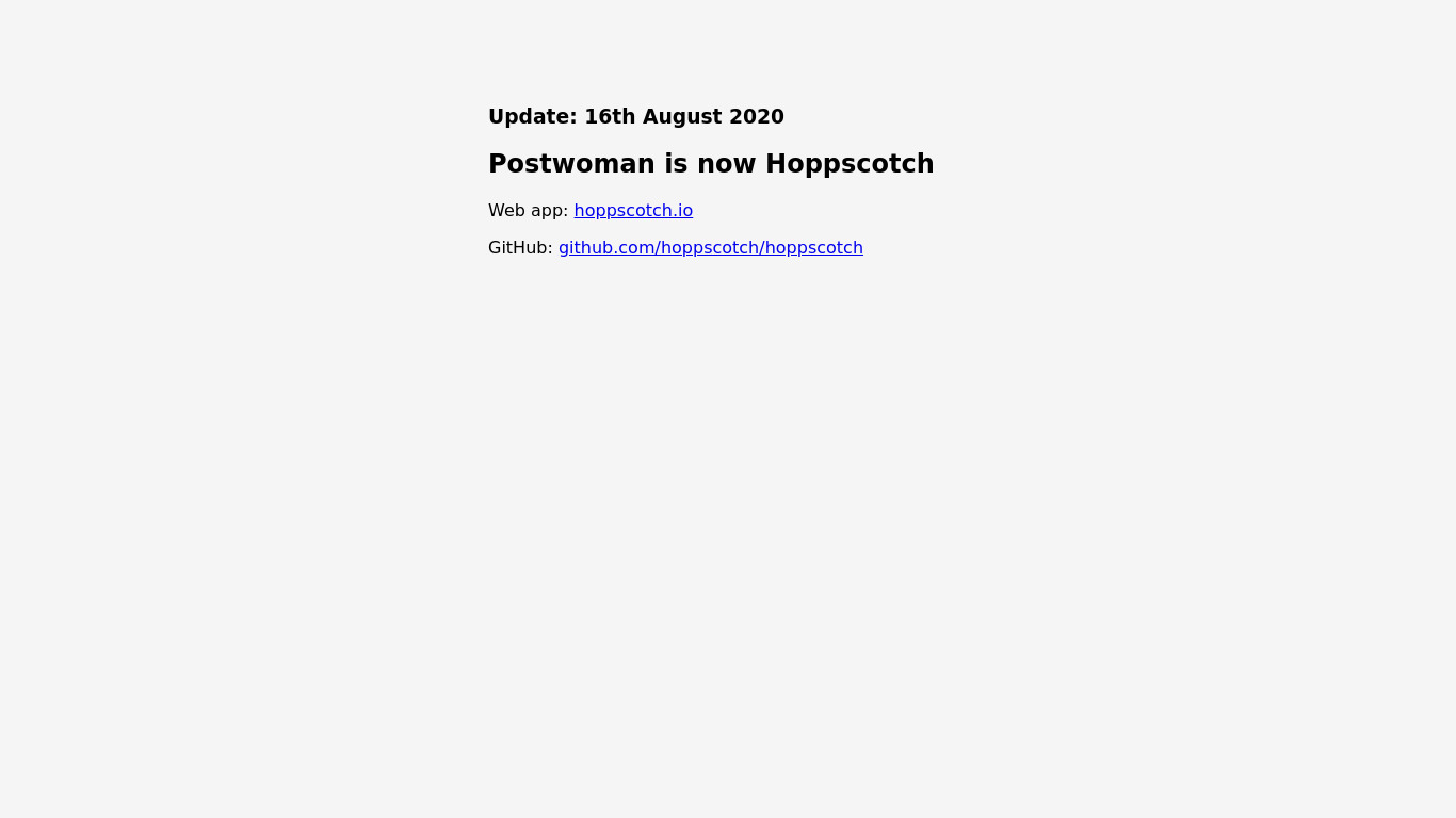 Postwoman Landing page