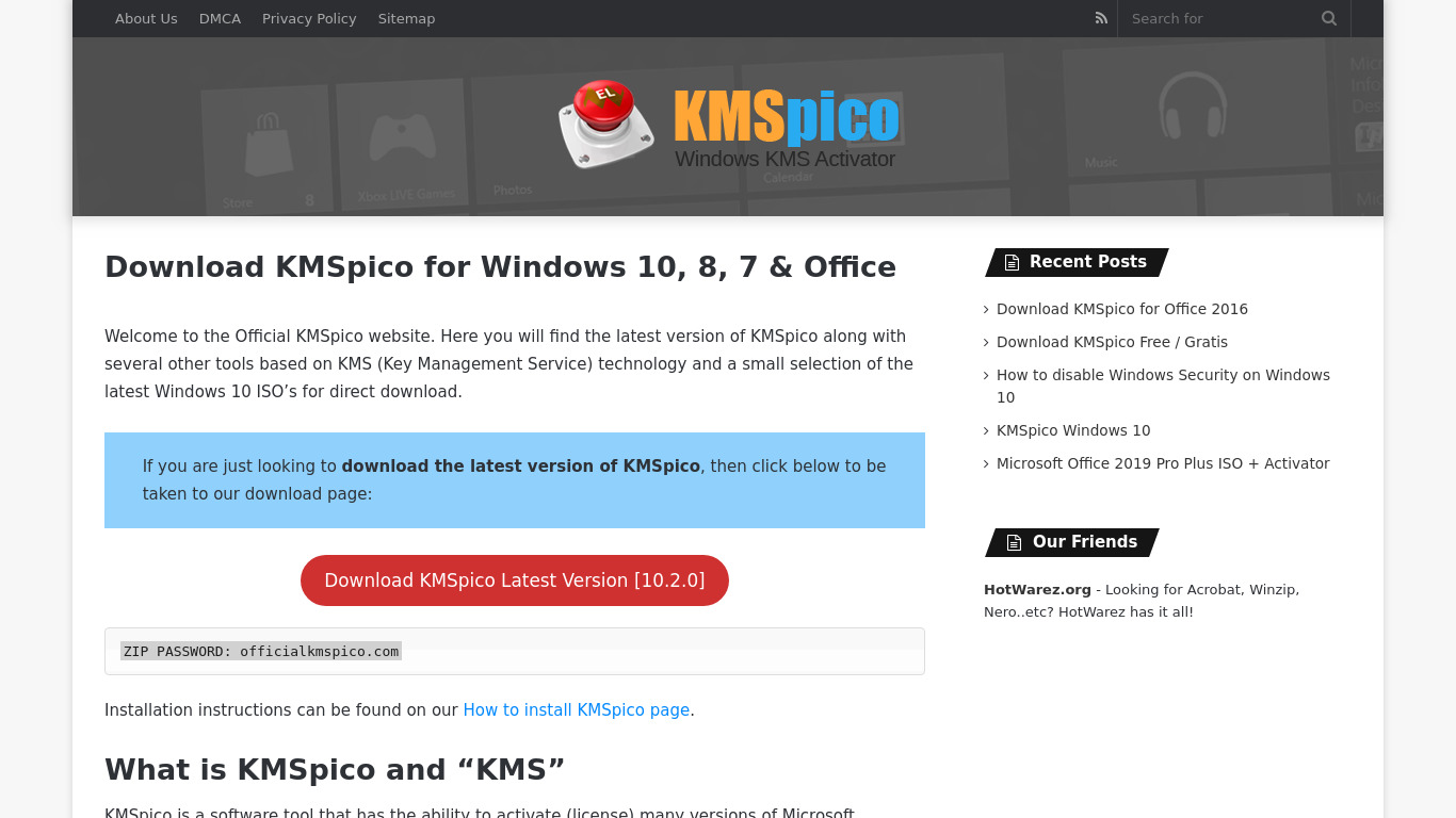 KMSpico Landing page