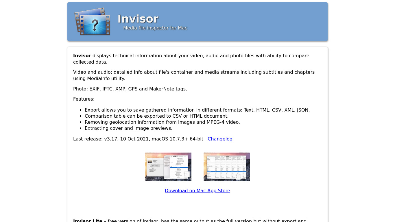 Invisor Landing page
