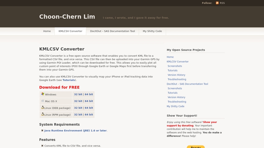 KMLCSV Converter Landing Page
