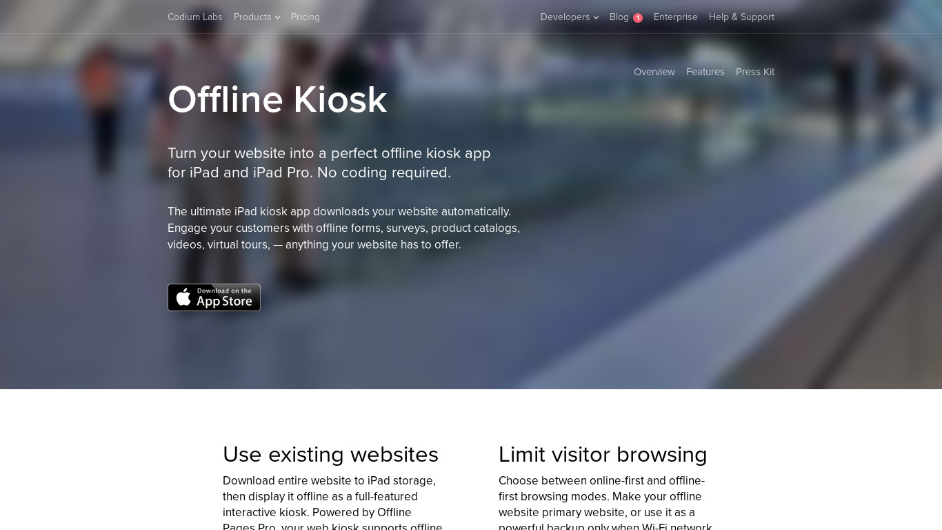 Offline Kiosk Landing page