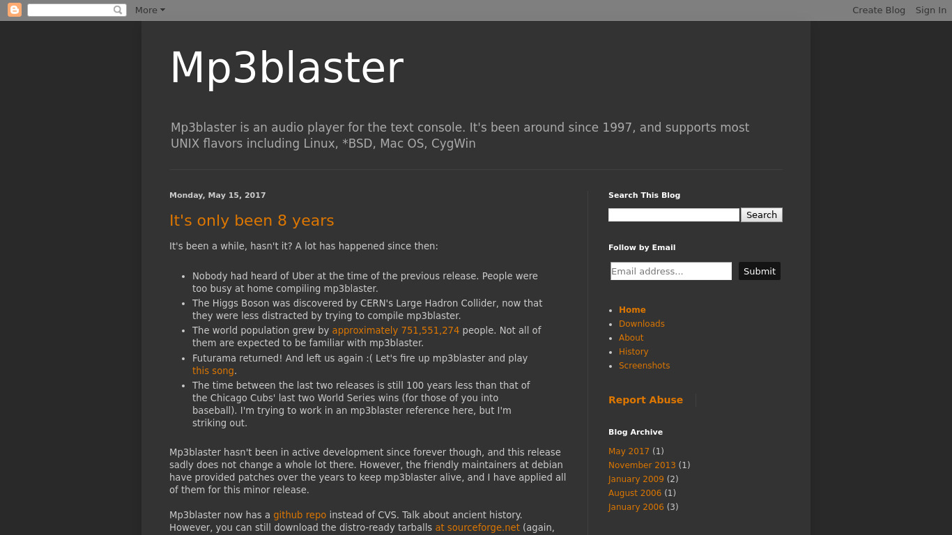 Mp3blaster Landing page