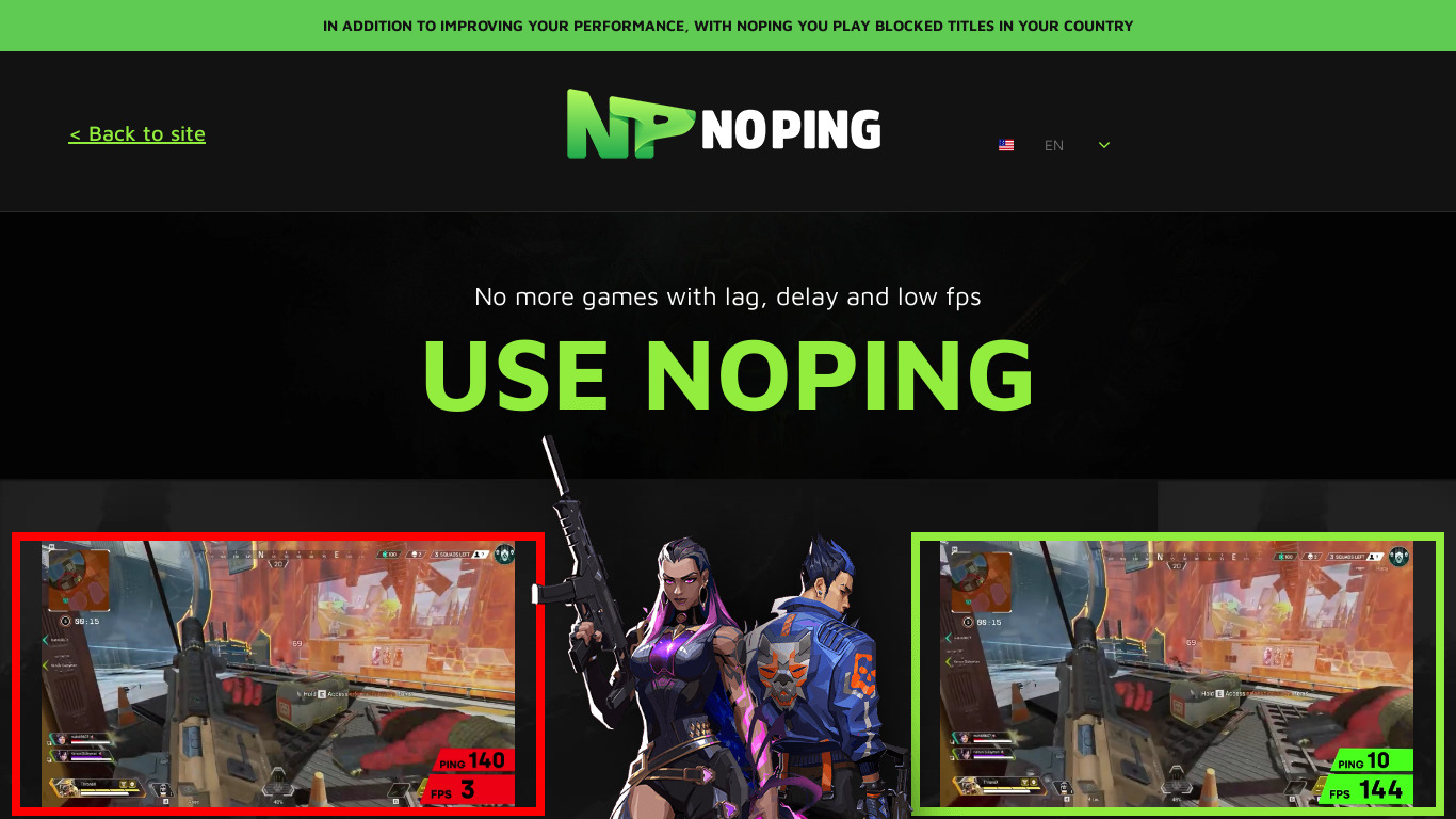 NoPing Tunnel Landing page