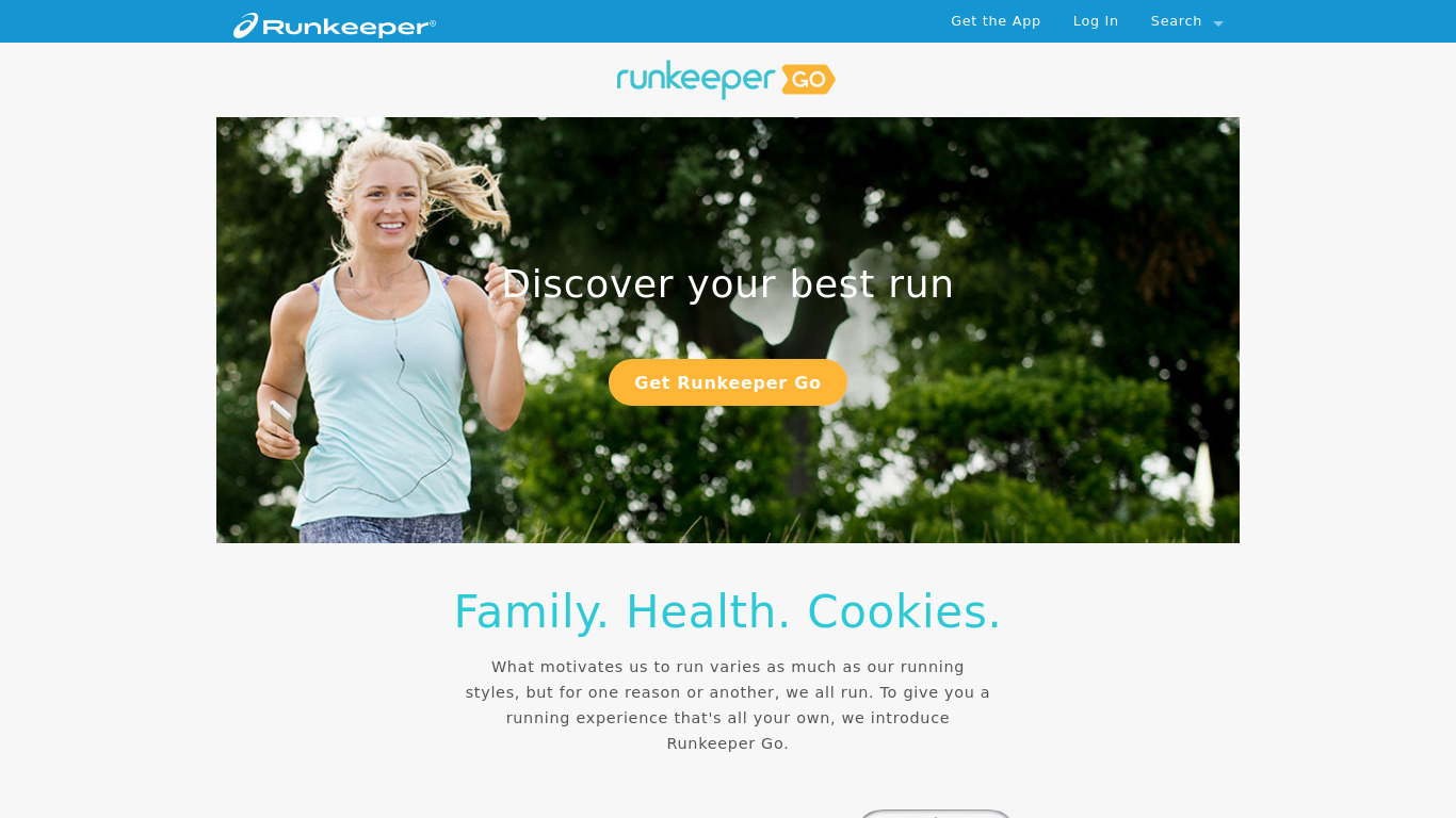 Runkeeper Go Landing page