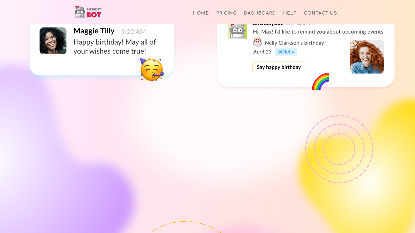 BirthdayBot for Slack Landing page