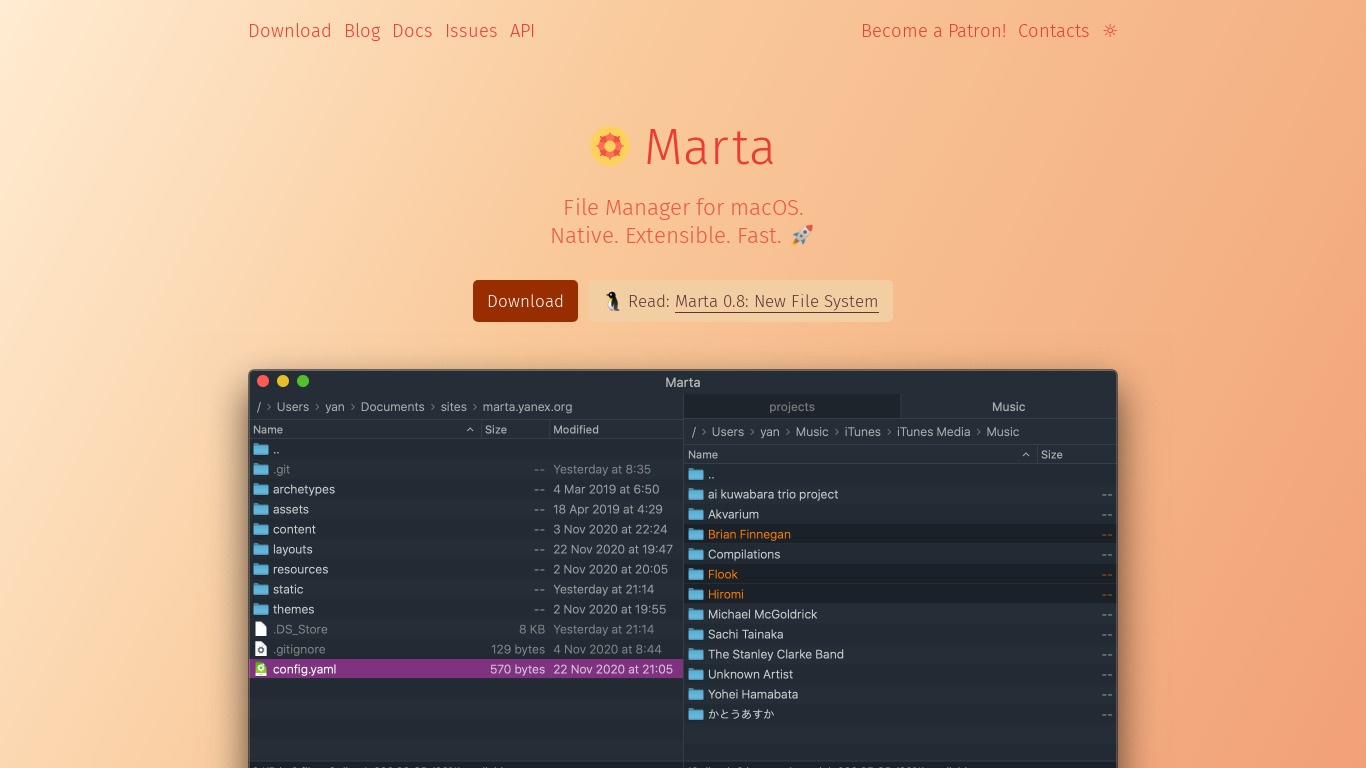 Marta Landing page