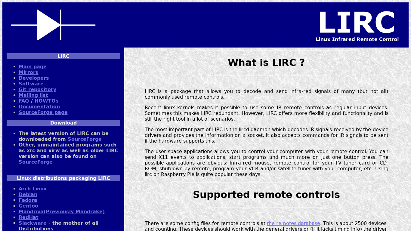 LIRC Landing page