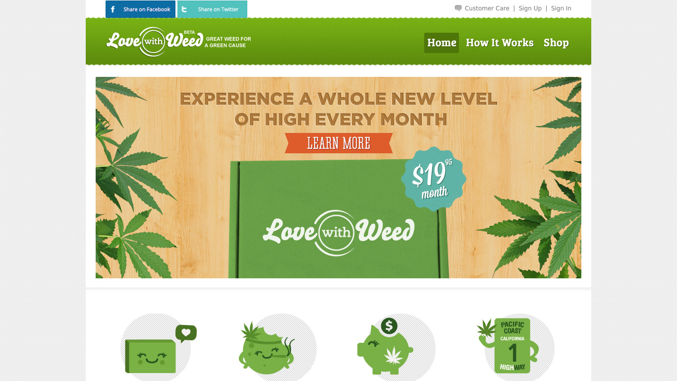Love With Weed Landing page