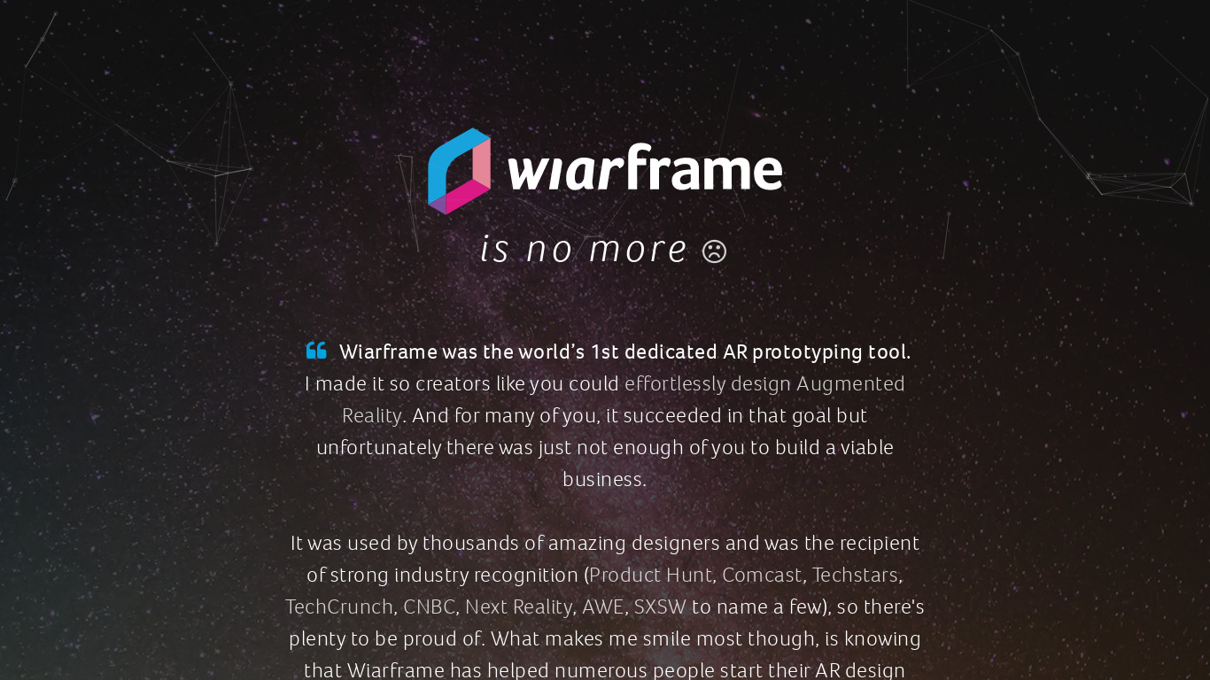 wiARframe Landing page