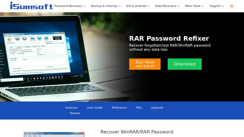 iSumsoft RAR Password Refixer Landing Page