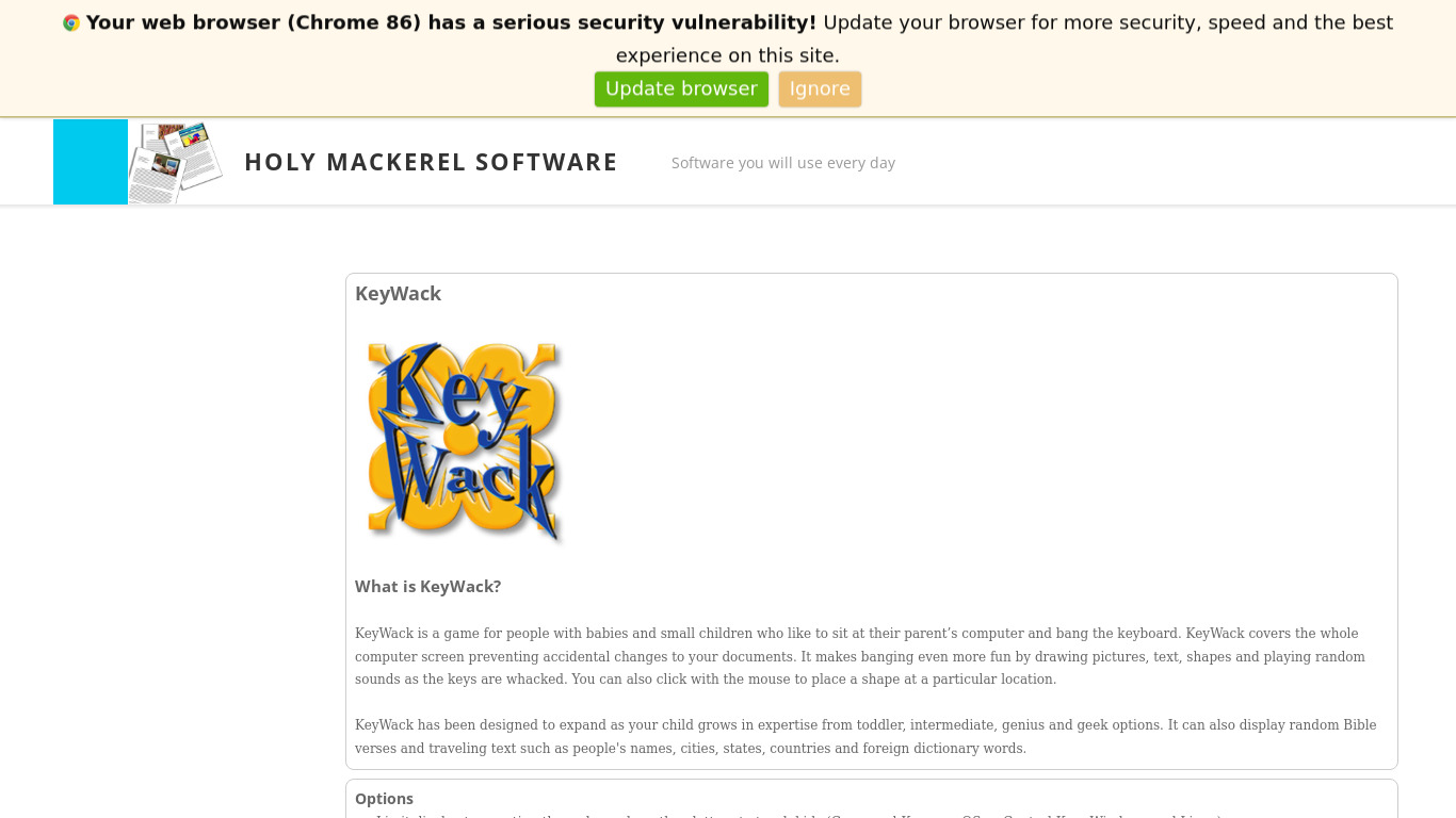 KeyWack Landing page