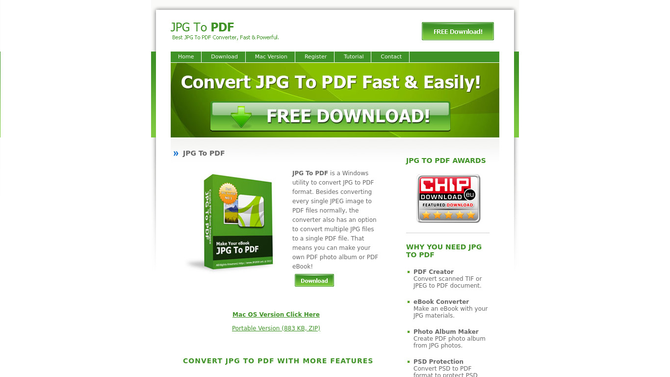 JPG To PDF Landing page
