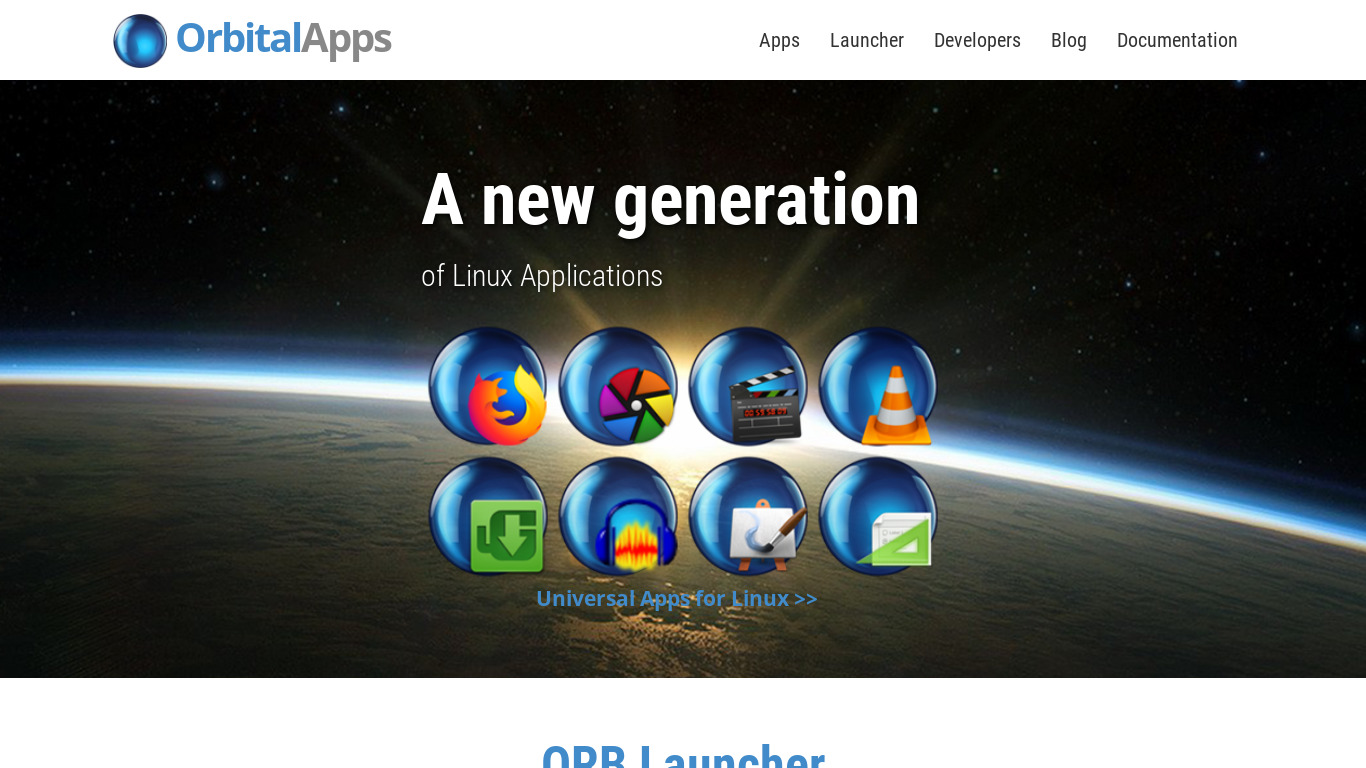 Orbital Apps Landing page