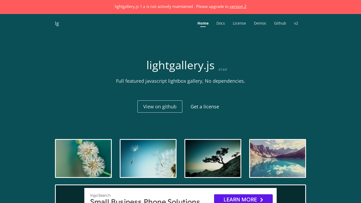 lightgallery.js Landing page
