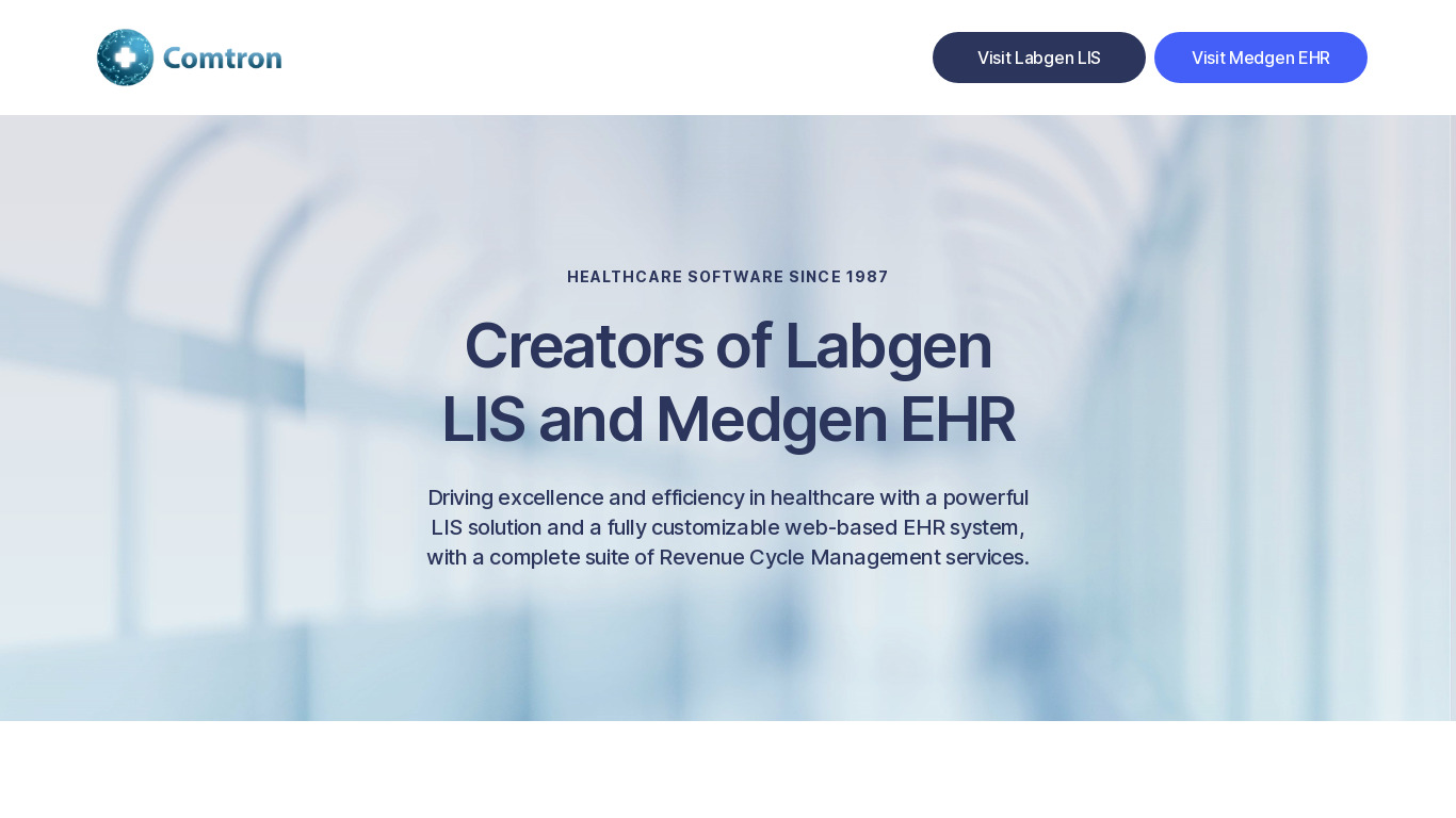 Labgen LIS Landing page
