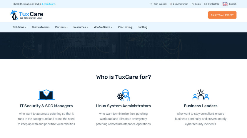TuxCare Landing Page