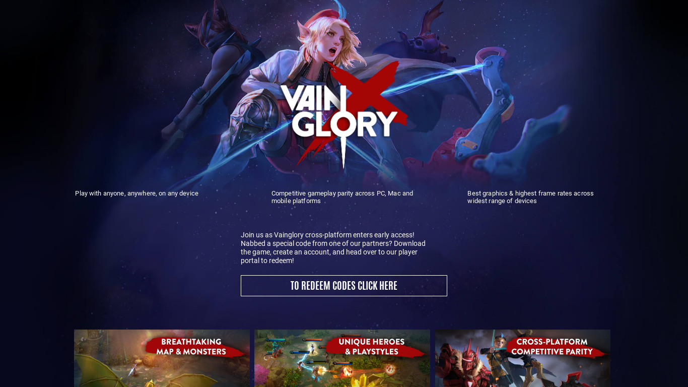 Vainglory Landing page