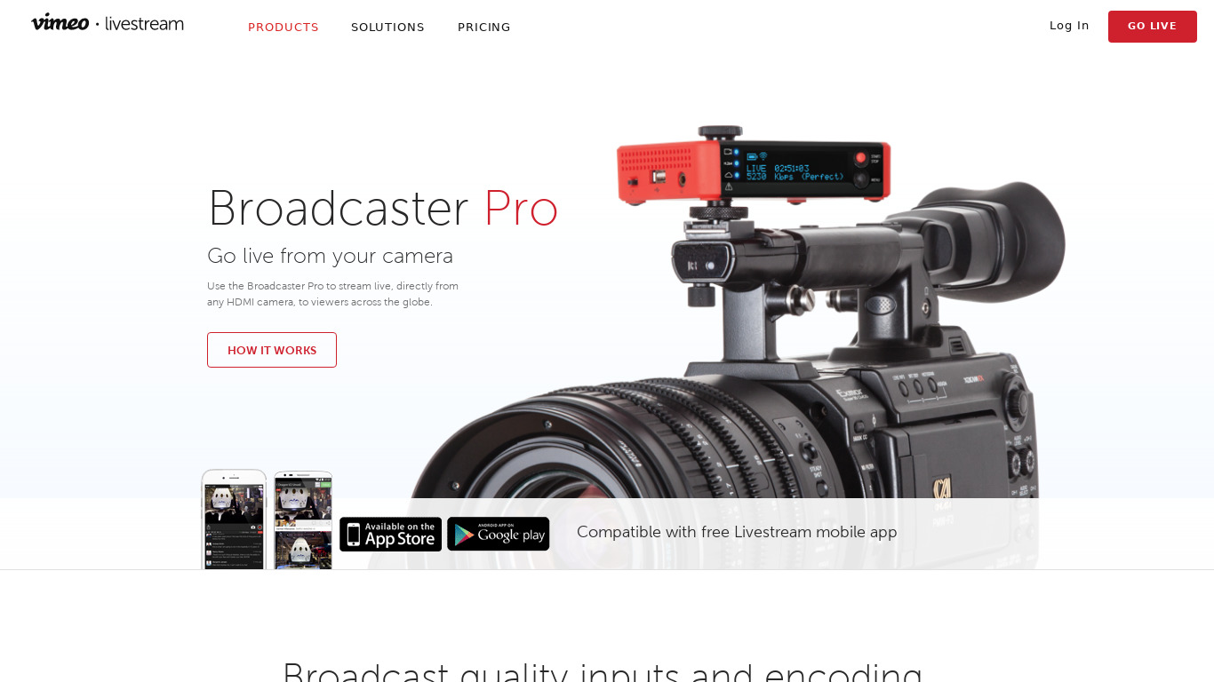 Broadcaster Mini Landing page
