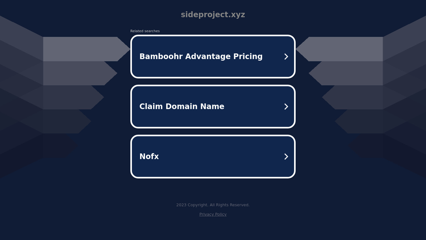 Sideproject.xyz Landing page