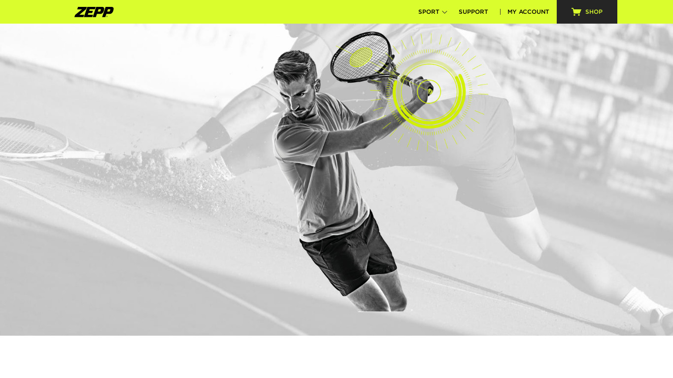 Zepp Tennis Landing page