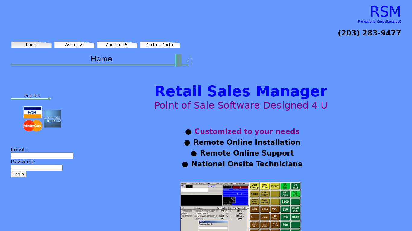 Retail Sales Manager Landing page