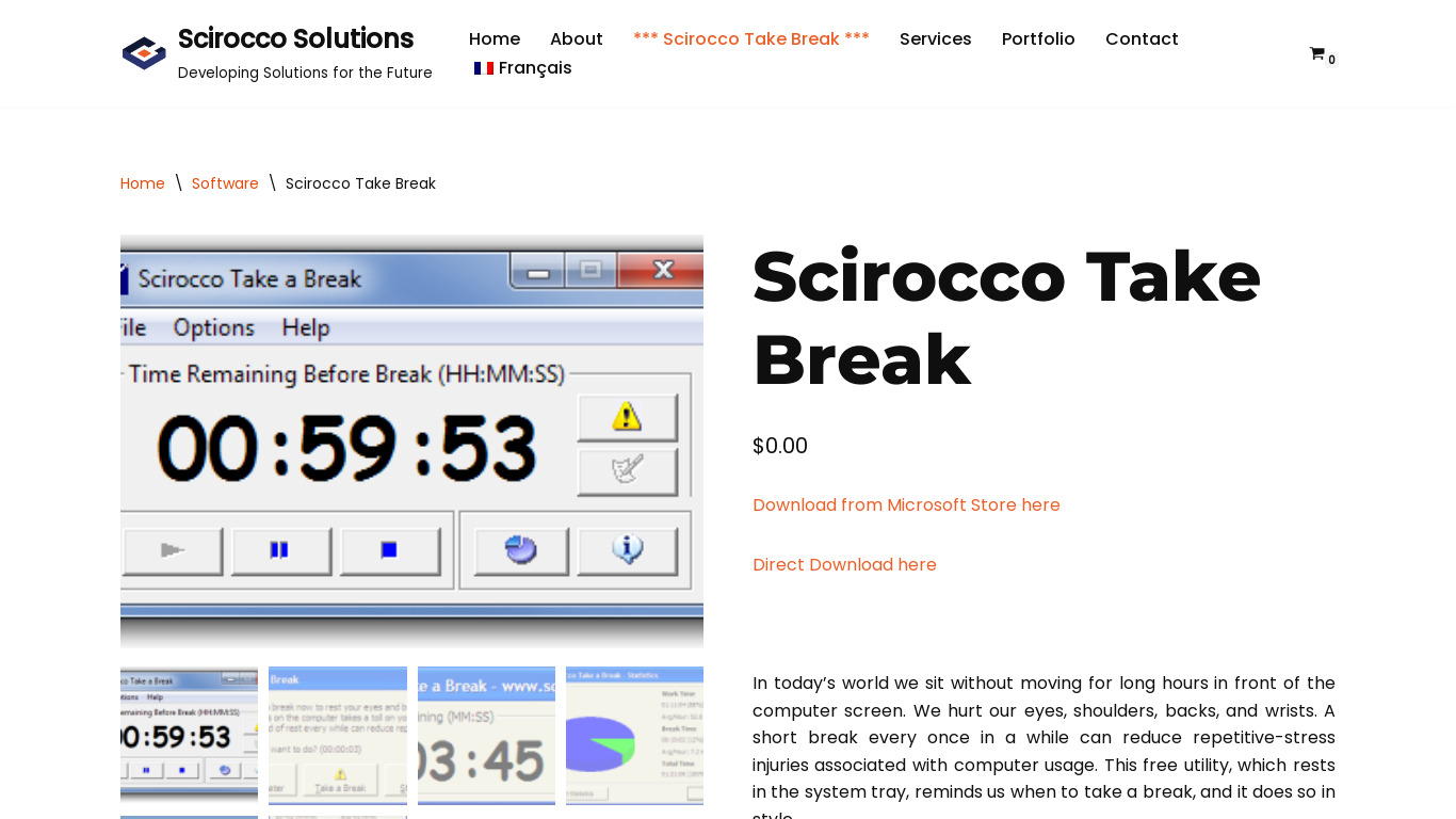 Scirocco Take a Break Landing page