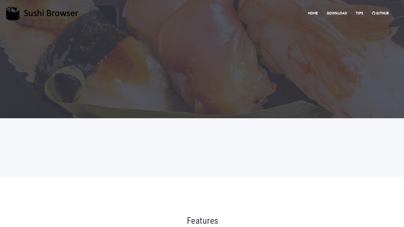 Sushi Browser Landing page