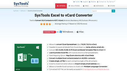 SysTools Excel to vCard Converter image