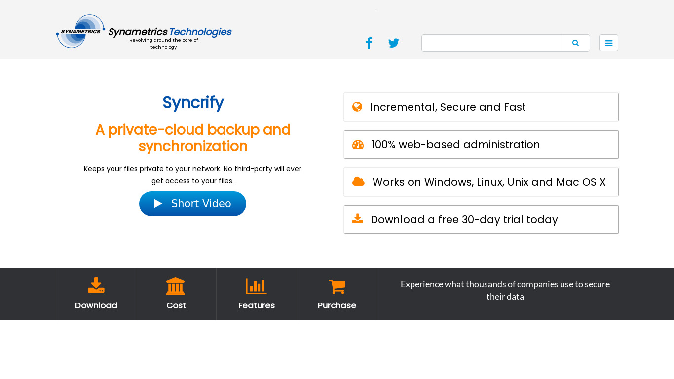 Syncrify Landing page