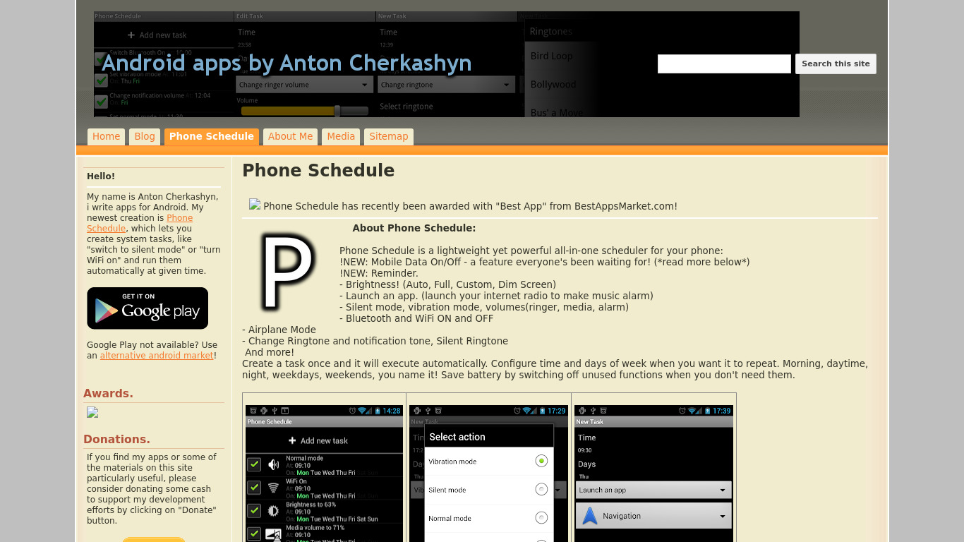 Phone Schedule Landing page
