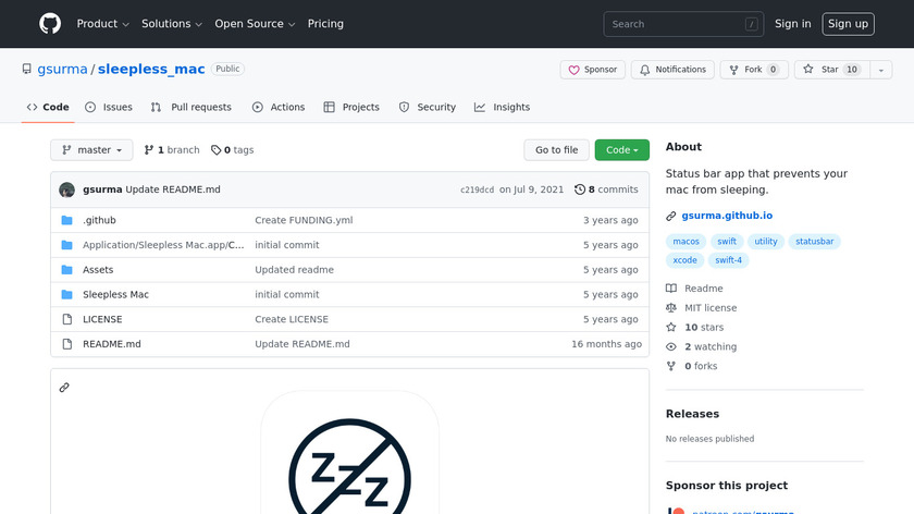 Sleepless Mac Landing Page