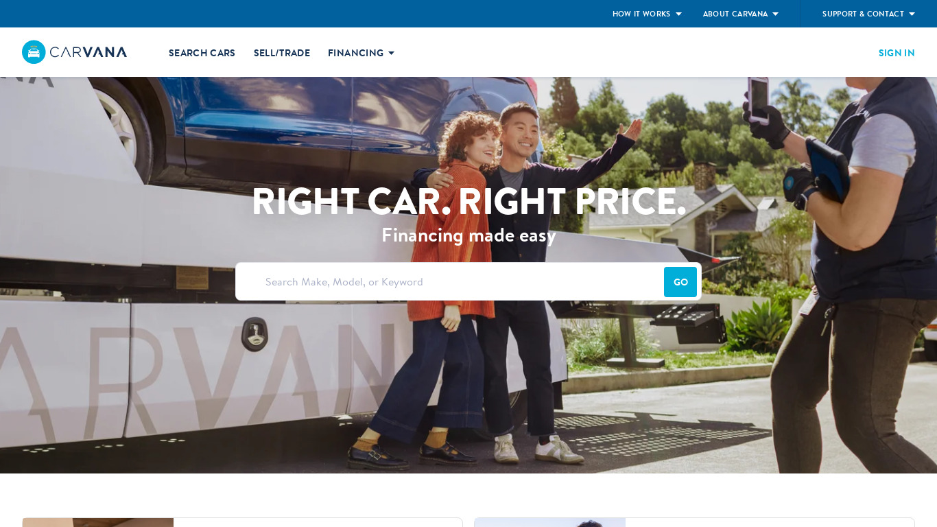 Carvana Landing page