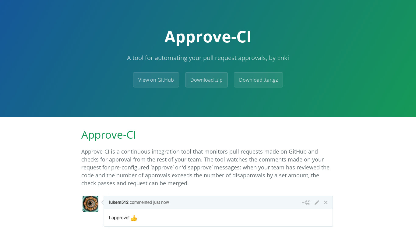 Approve-CI Landing page