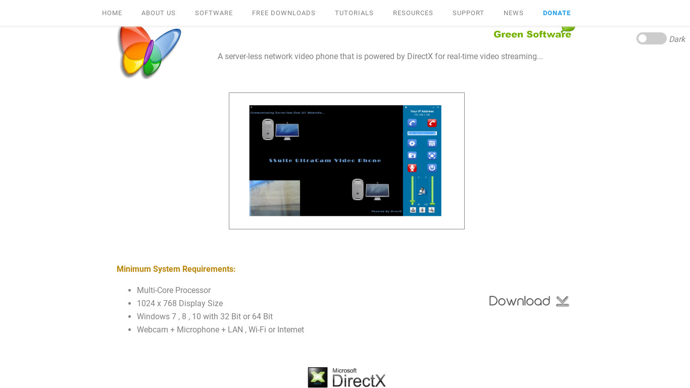 SSuite UltraCam Video Phone Landing page