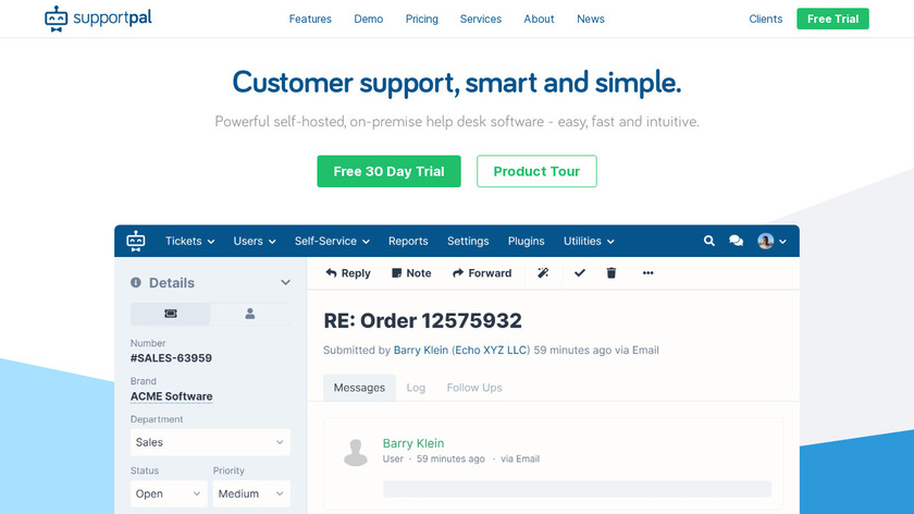 SupportPal Landing Page