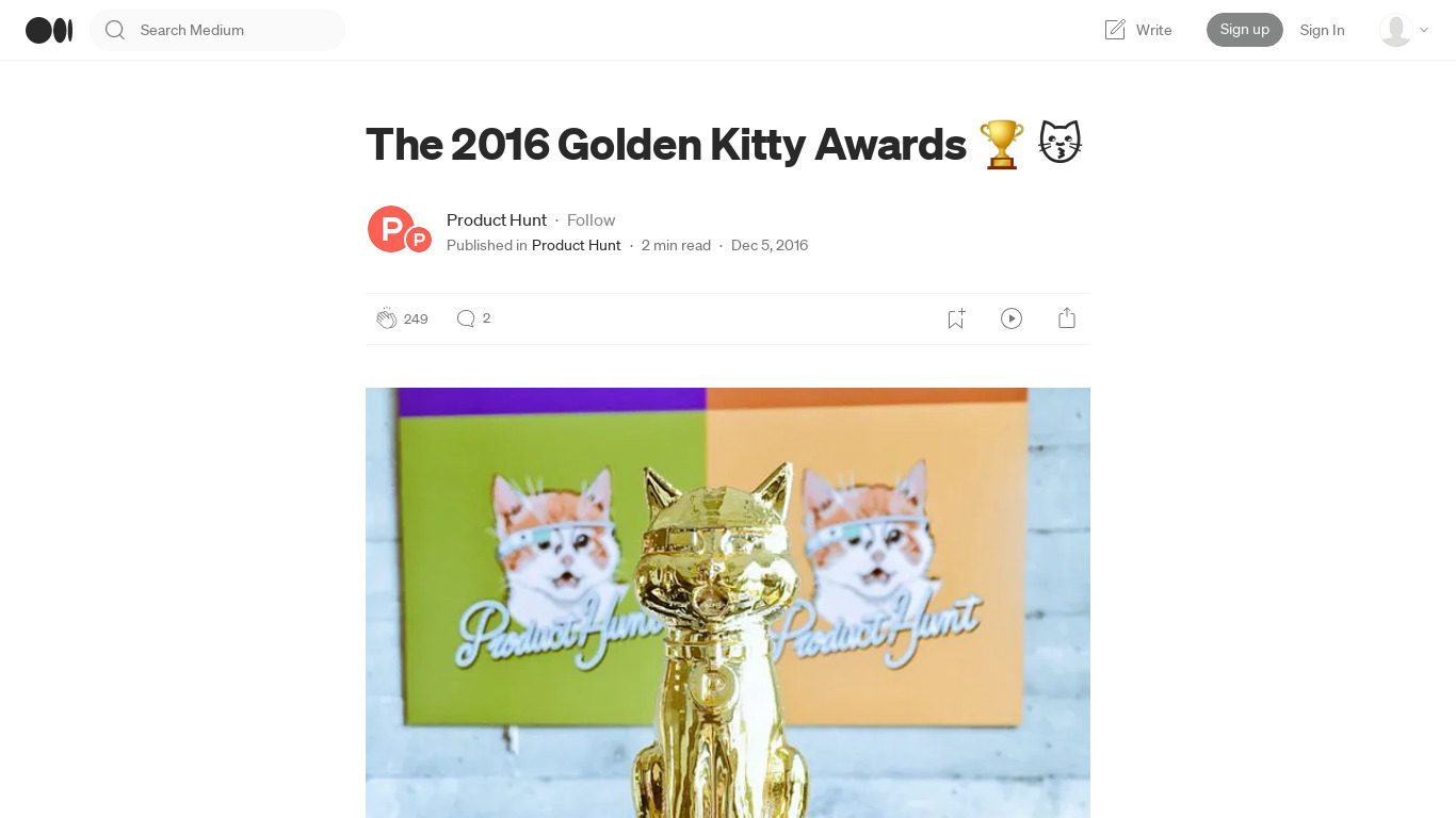 Golden Kitty Awards 2016 Landing page