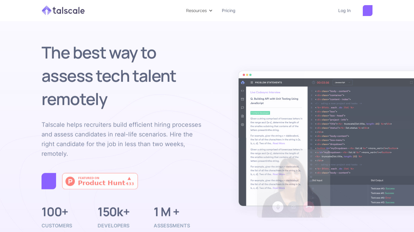 TalScale Landing page