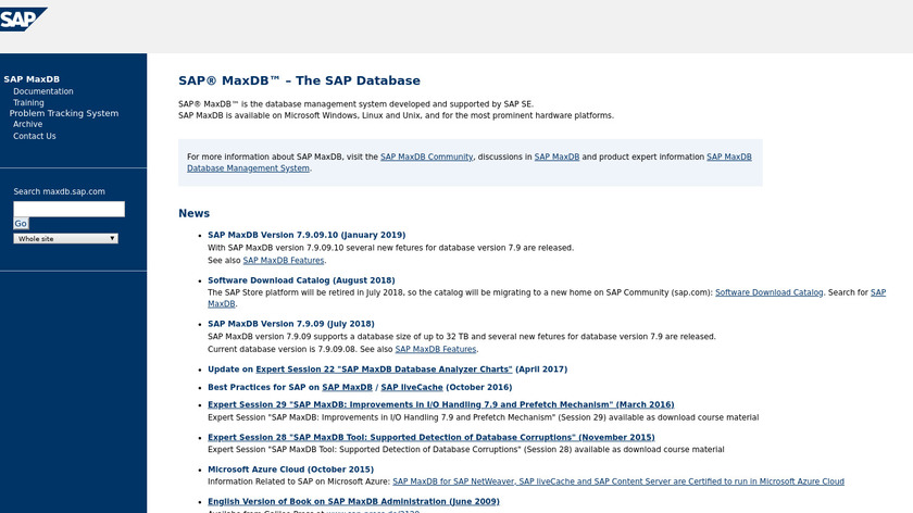 SAP MaxDB Landing Page