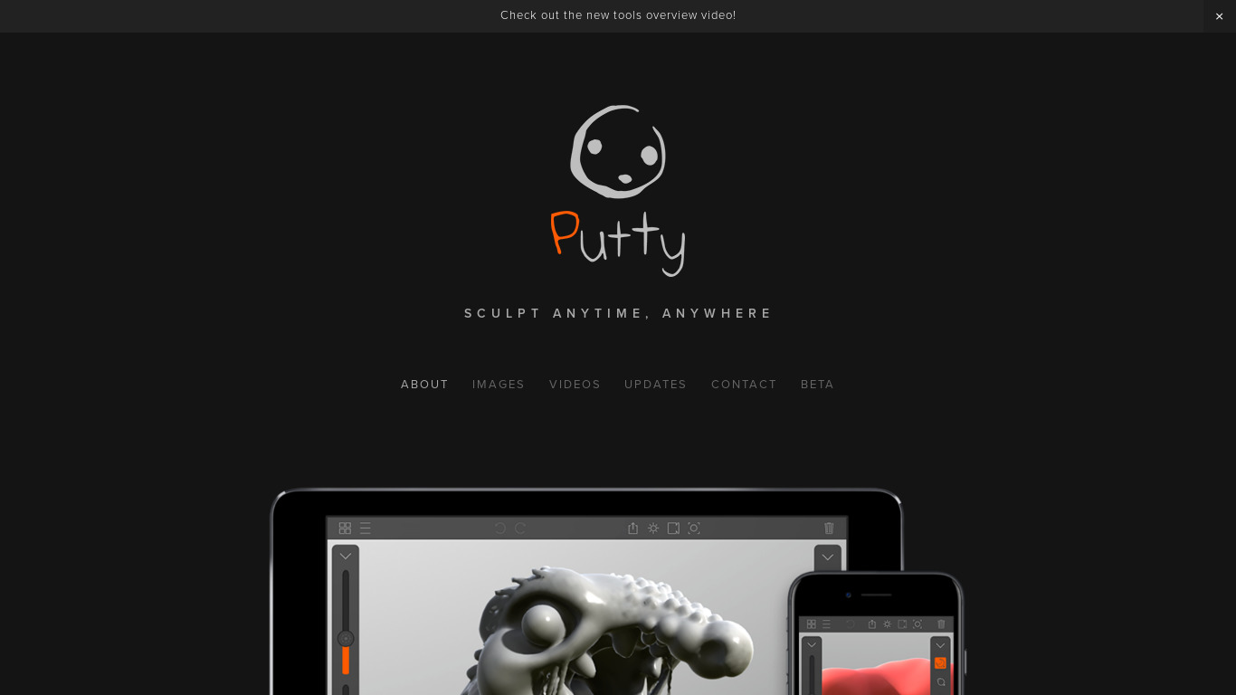 Putty3D Landing page