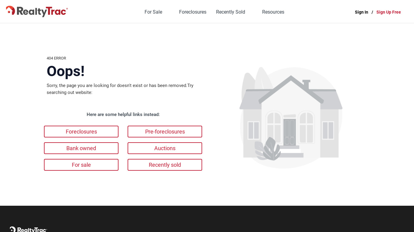 RealtyTrac Landing page