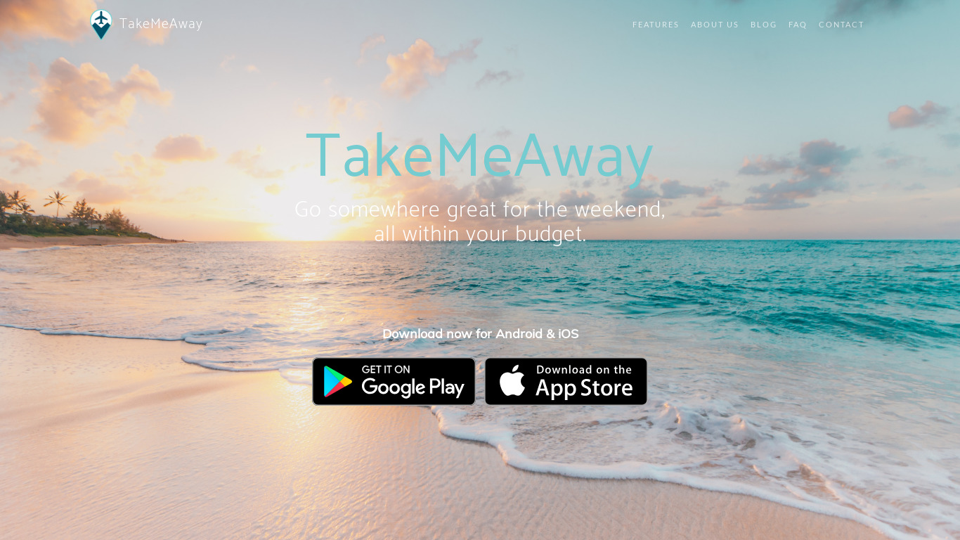TakeMeAway Landing page