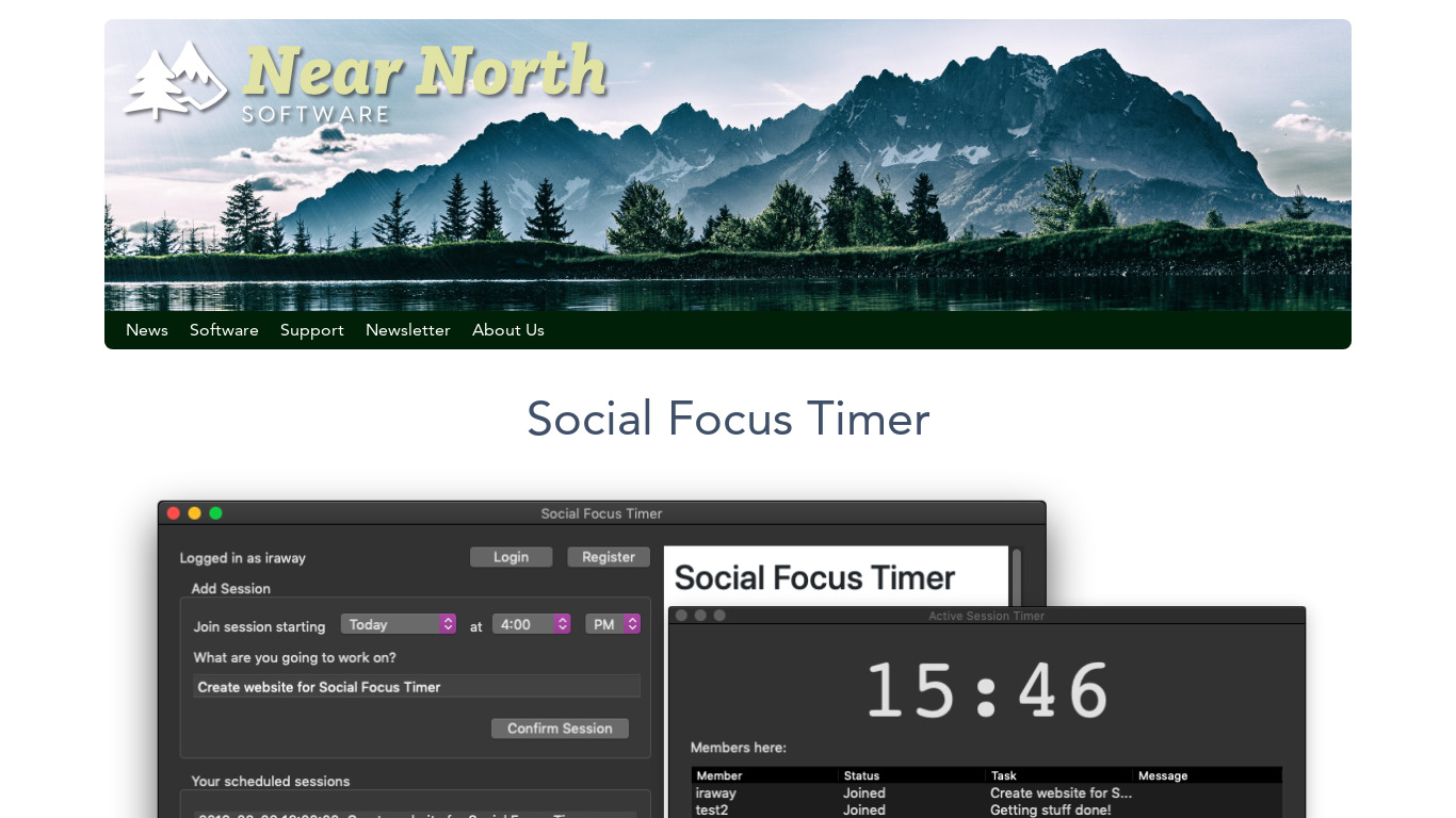 Social Focus Timer Landing page
