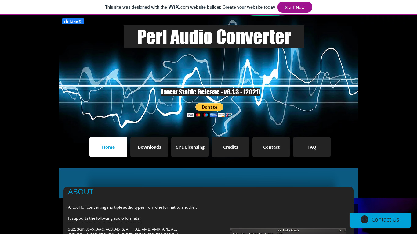 Perl Audio Converter Landing page