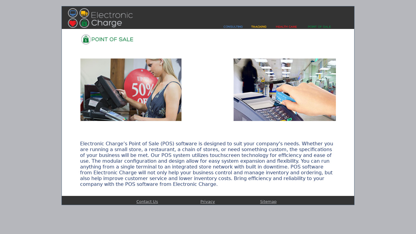 Electronic Charge POS Landing page