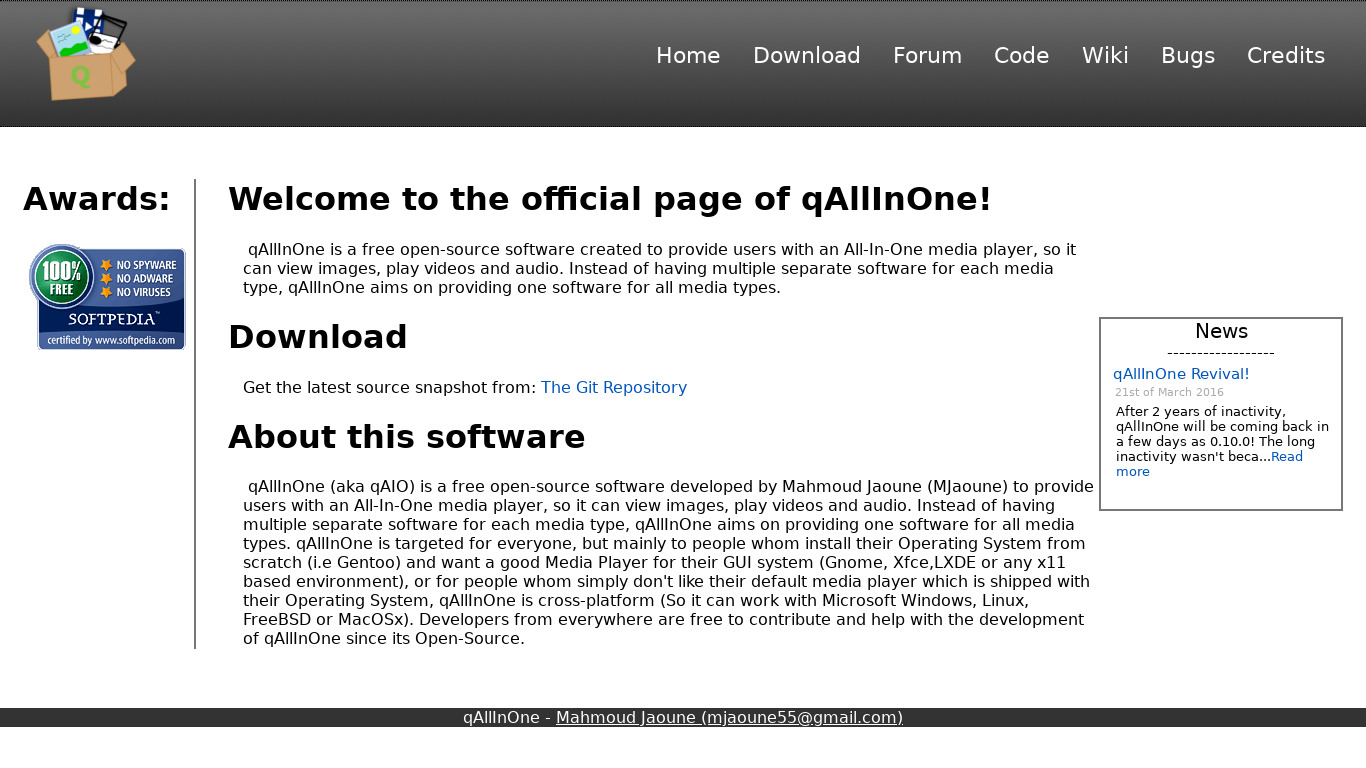 qAllInOne Landing page