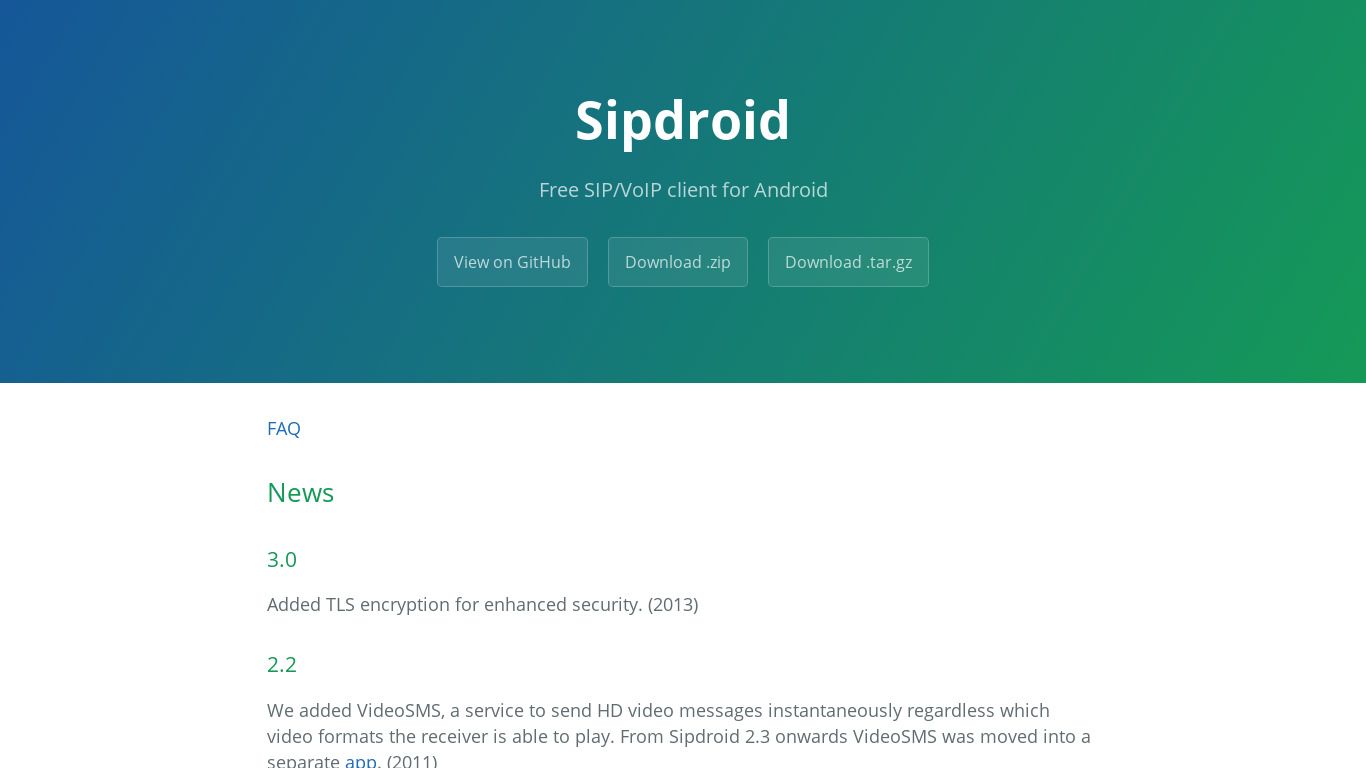 Sipdroid Landing page
