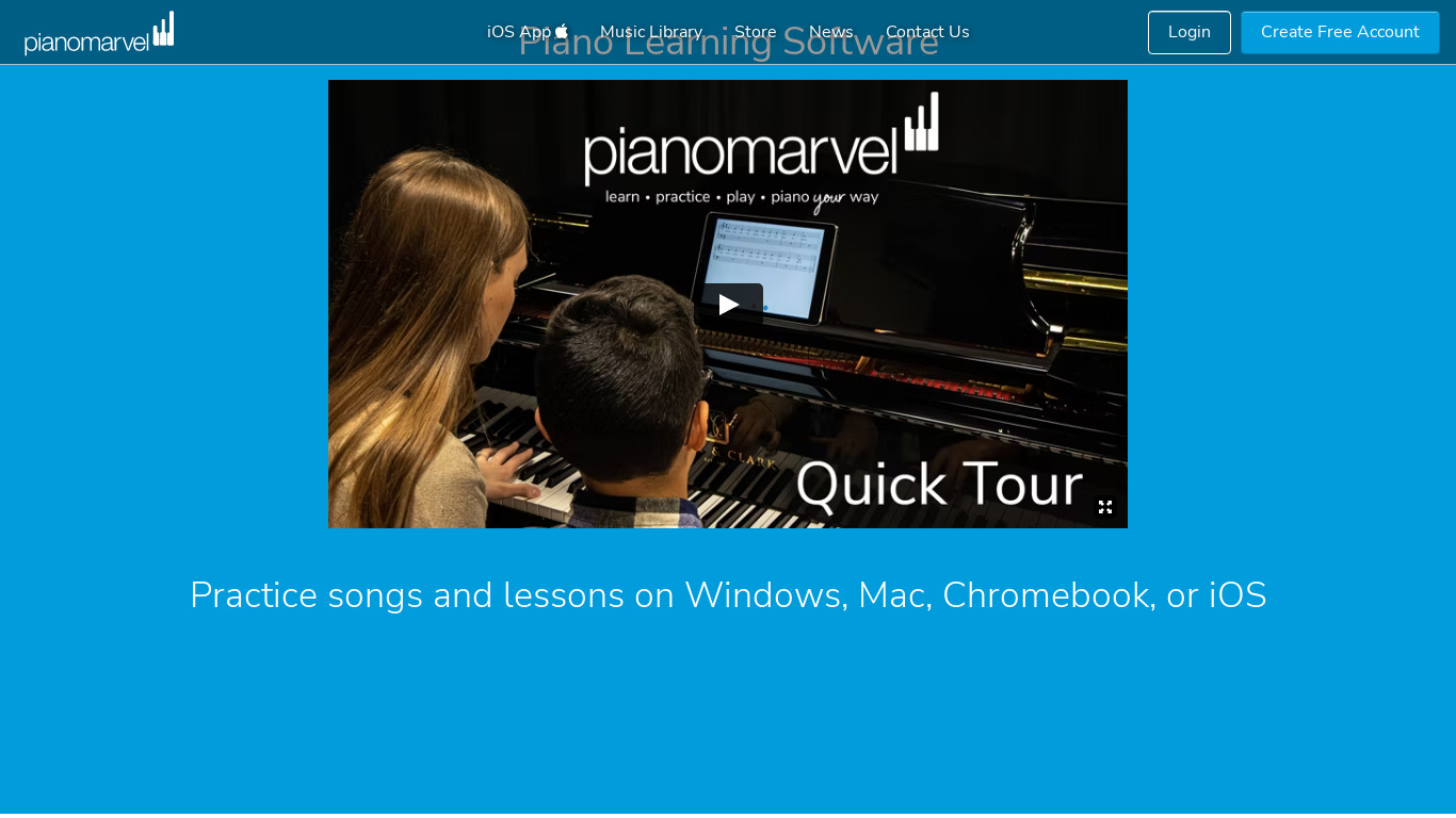 Piano Marvel Landing page