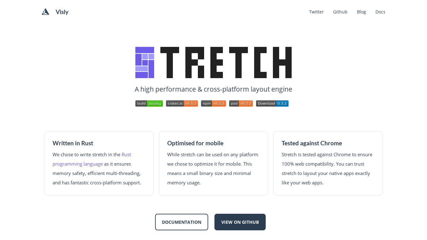 Stretch layout engine Landing page