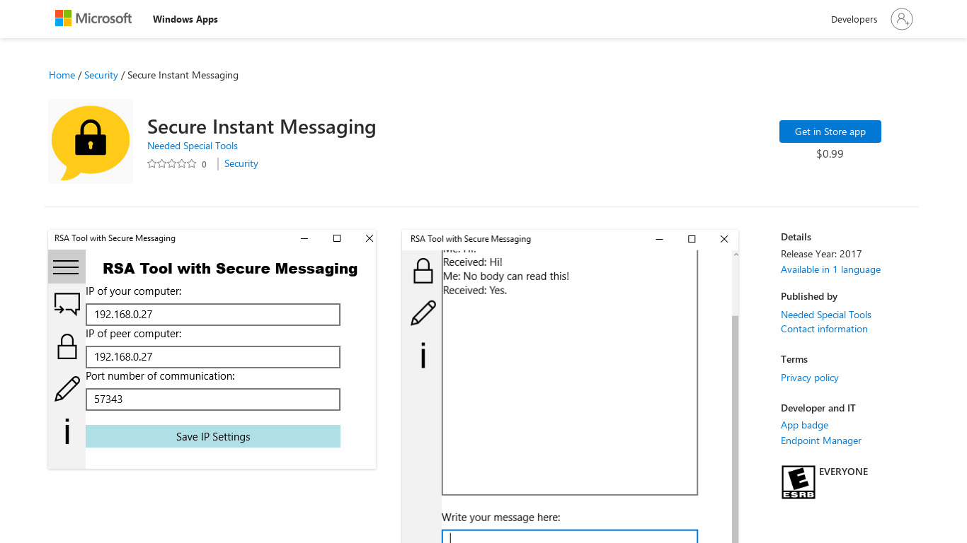 Secure Instant Messaging Landing page