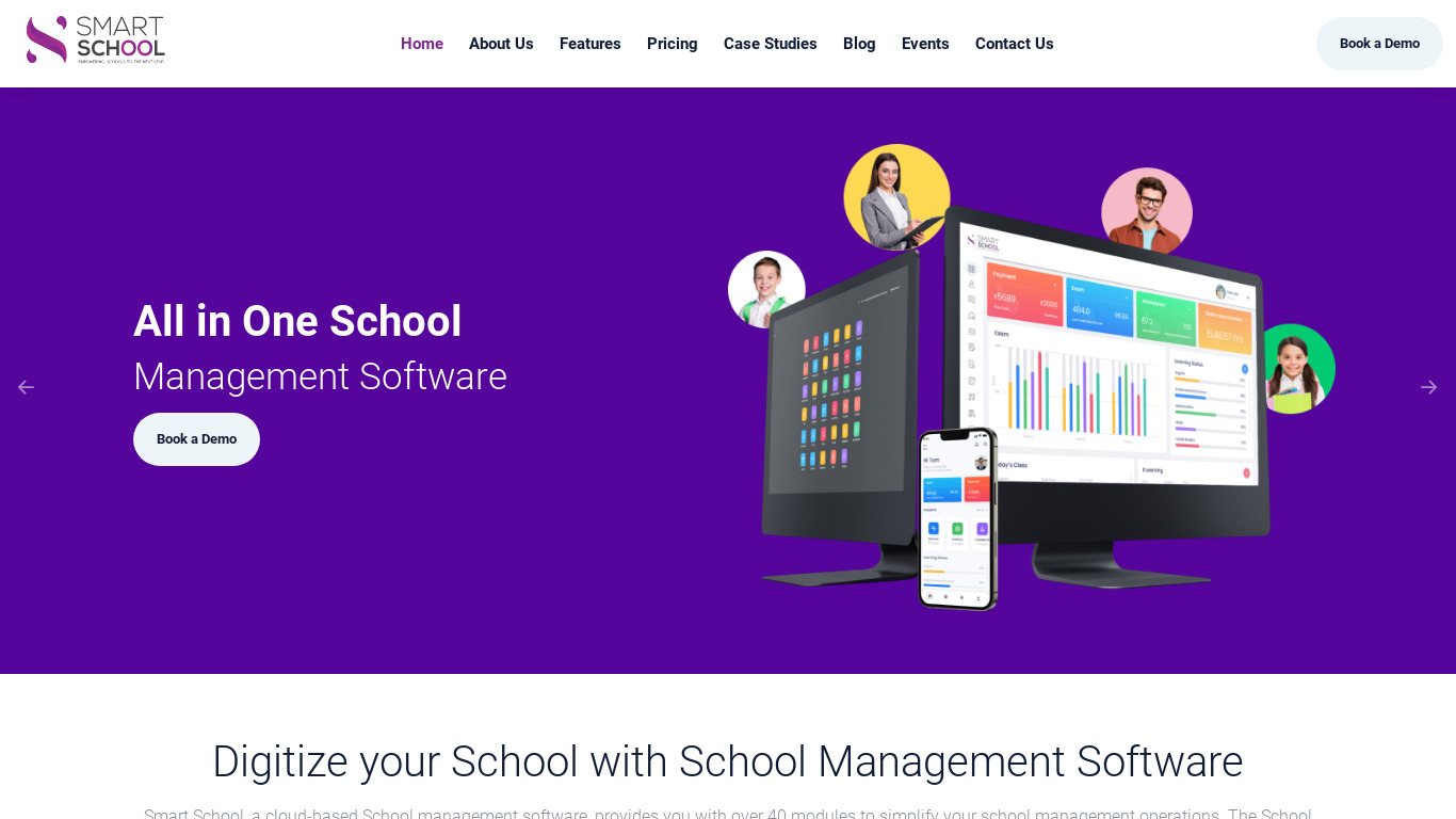 SCHOOL MANAGEMENT SOFTWARE Landing page
